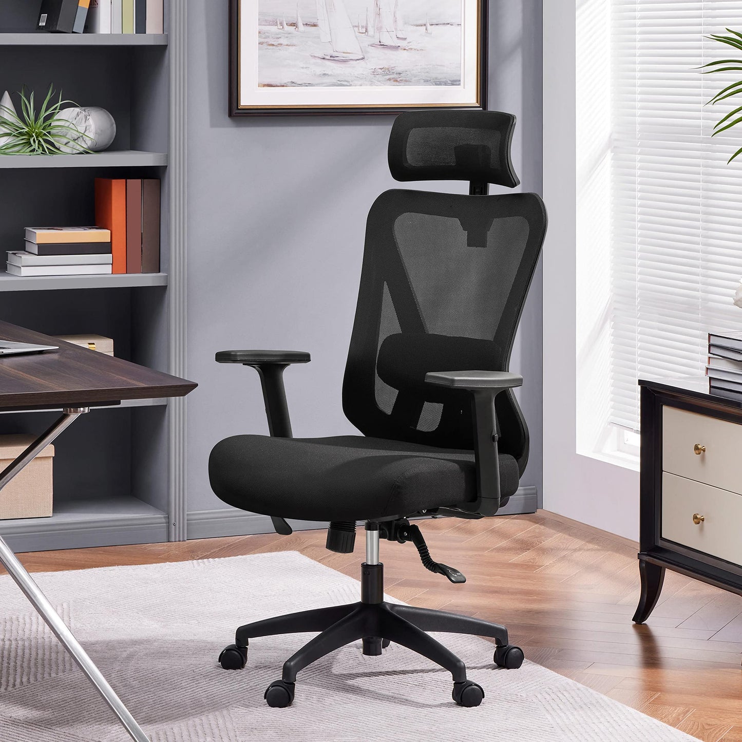Edugie High-Back Ergonomic Office Chair – Headrest, Lumbar Support & 2D Armrests
