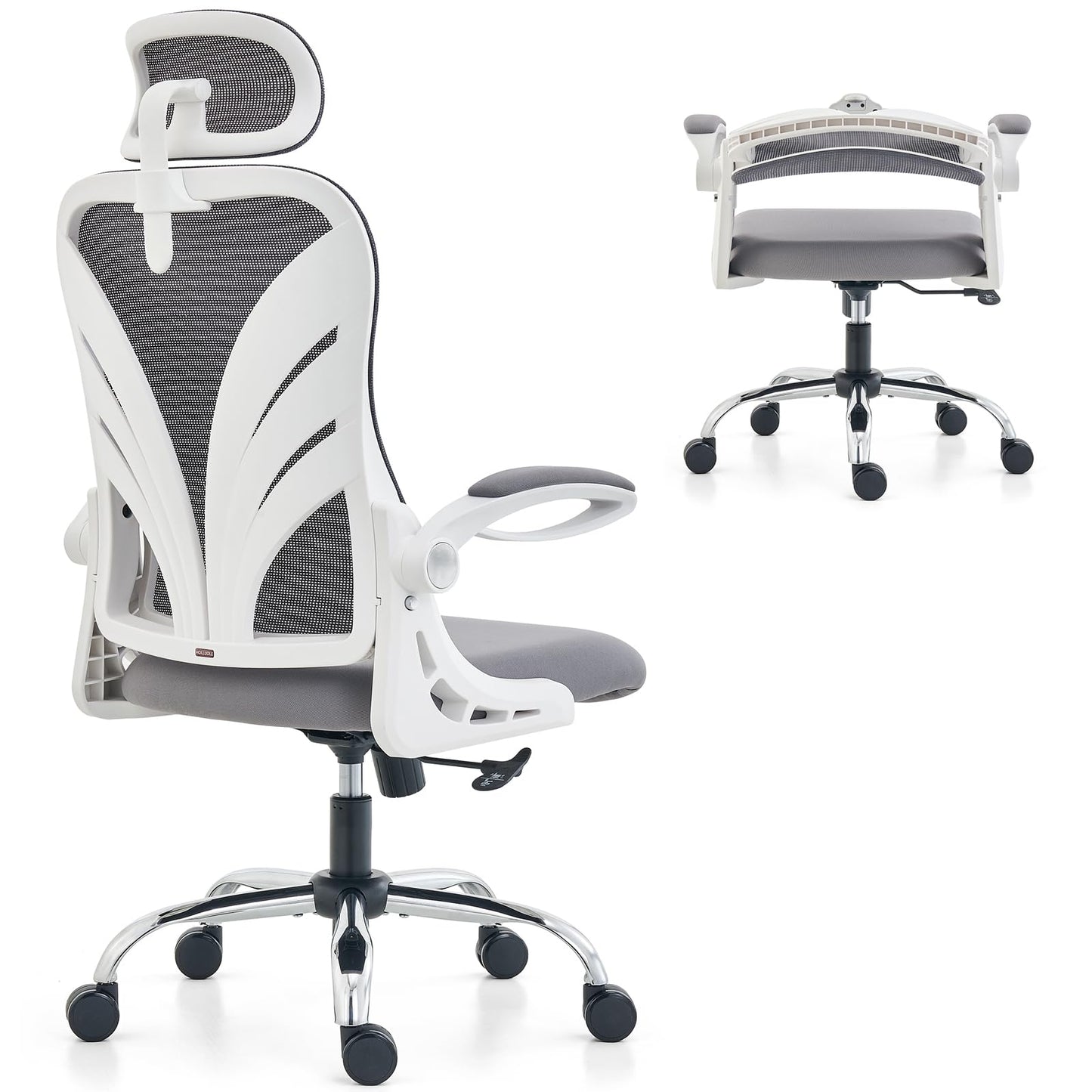 Edugie Ergonomic Office Chair – Foldable Backrest, 2D Headrest & Flip-Up Arms