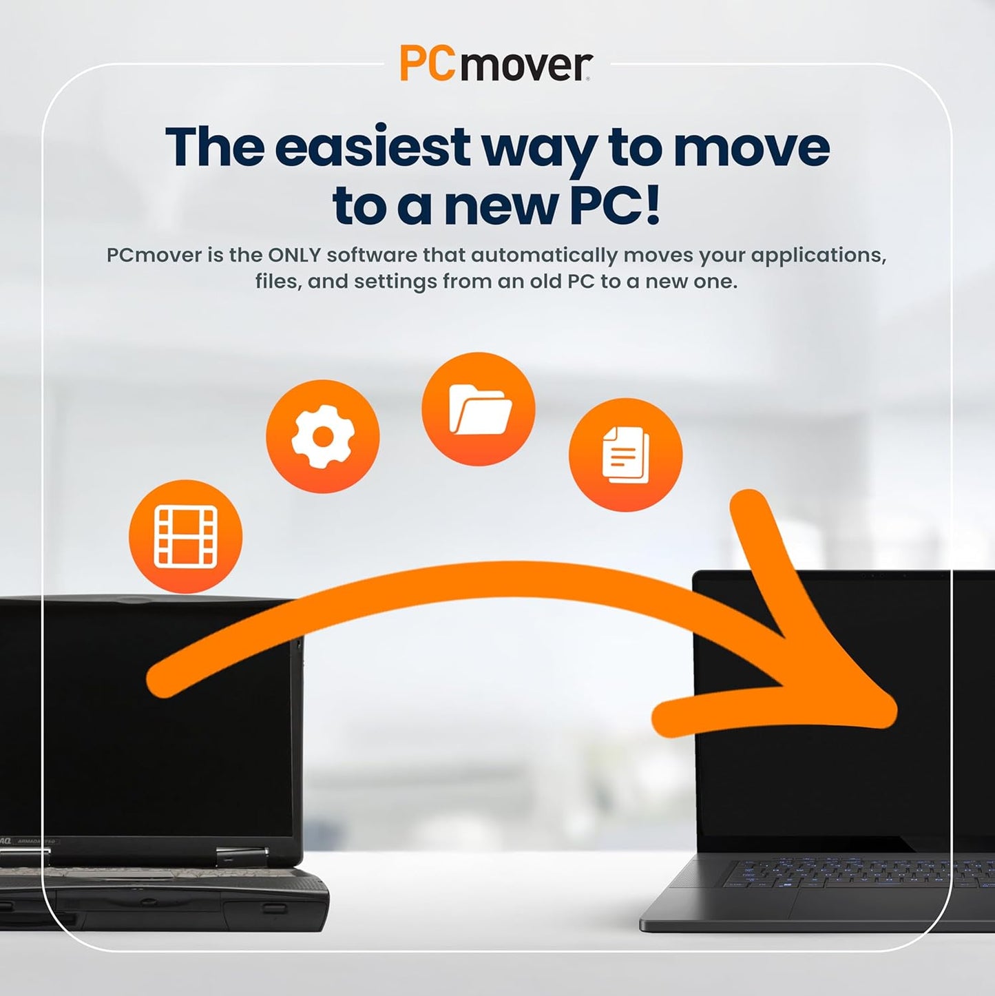 Laplink PCmover Ultimate 11 – Easy PC Migration Tool to Transfer Apps, Files & Settings to Your New Computer | Includes Optional High-Speed Ethernet Cable | 1 License