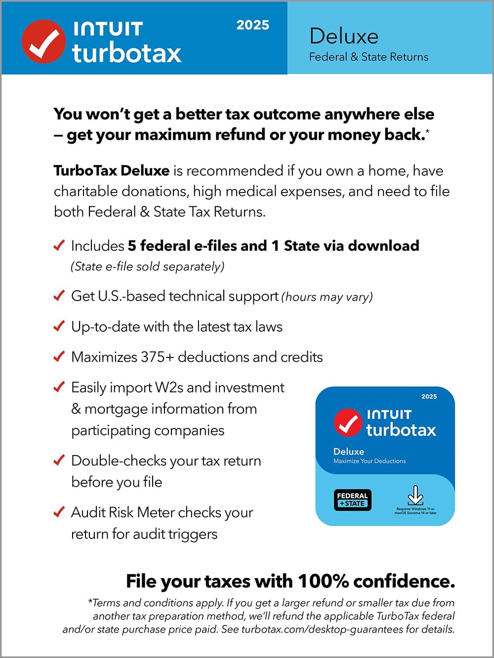 TurboTax Deluxe Desktop  – Easy Federal & State Tax Filing for Windows 11 & Mac 14 (Digital Download)