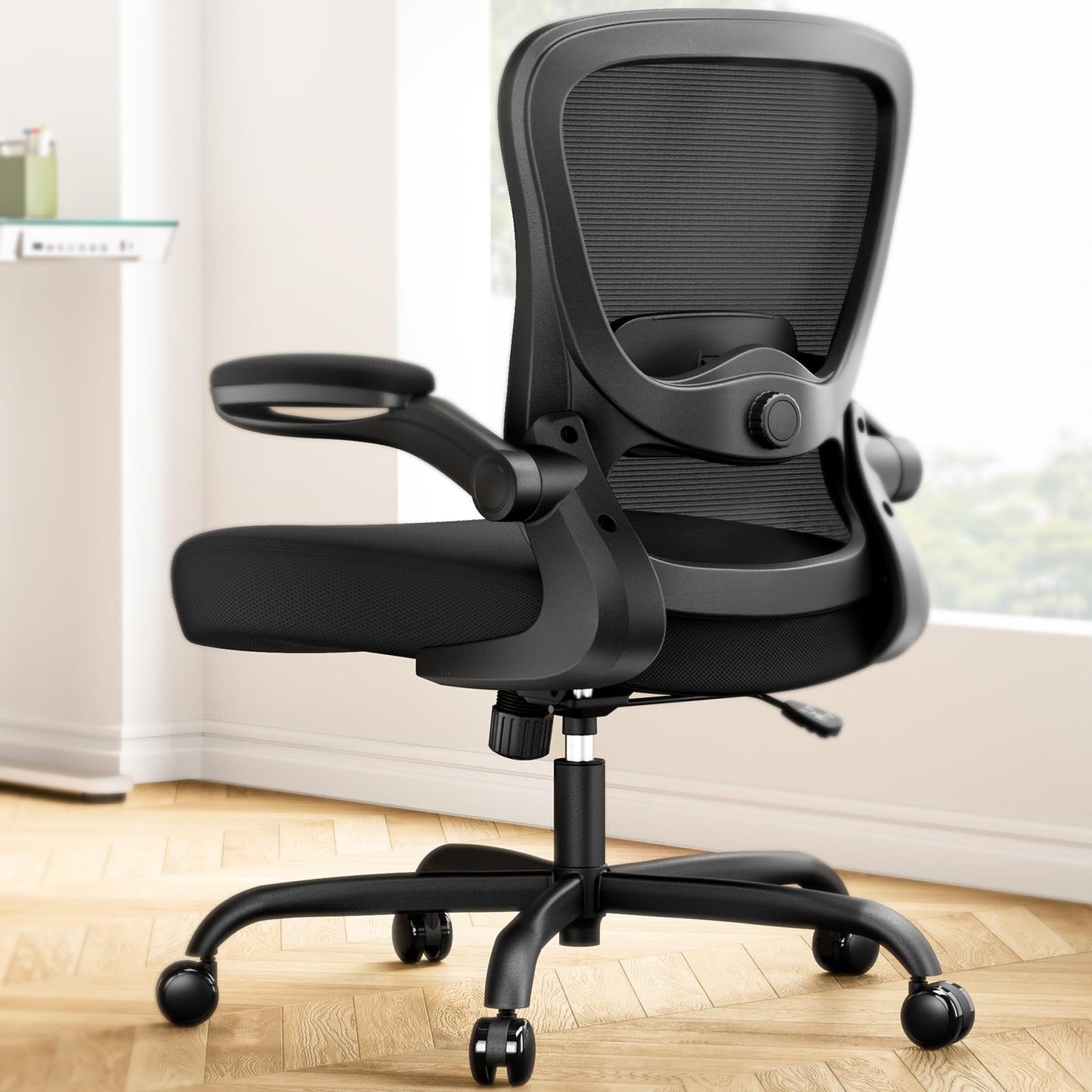Edugie Ergonomic Office Chair – 3D Lumbar Support, Flip-Up Arms & Tilt Lock