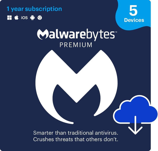 Malwarebytes Premium | 1 Year, 5 Device | Windows, Mac OSChrome