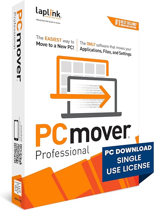 PCmover Home 11 (1 Use) – Easily Moves your Applications, Files and Settings from an Old PC to a New PC. [PC Download]