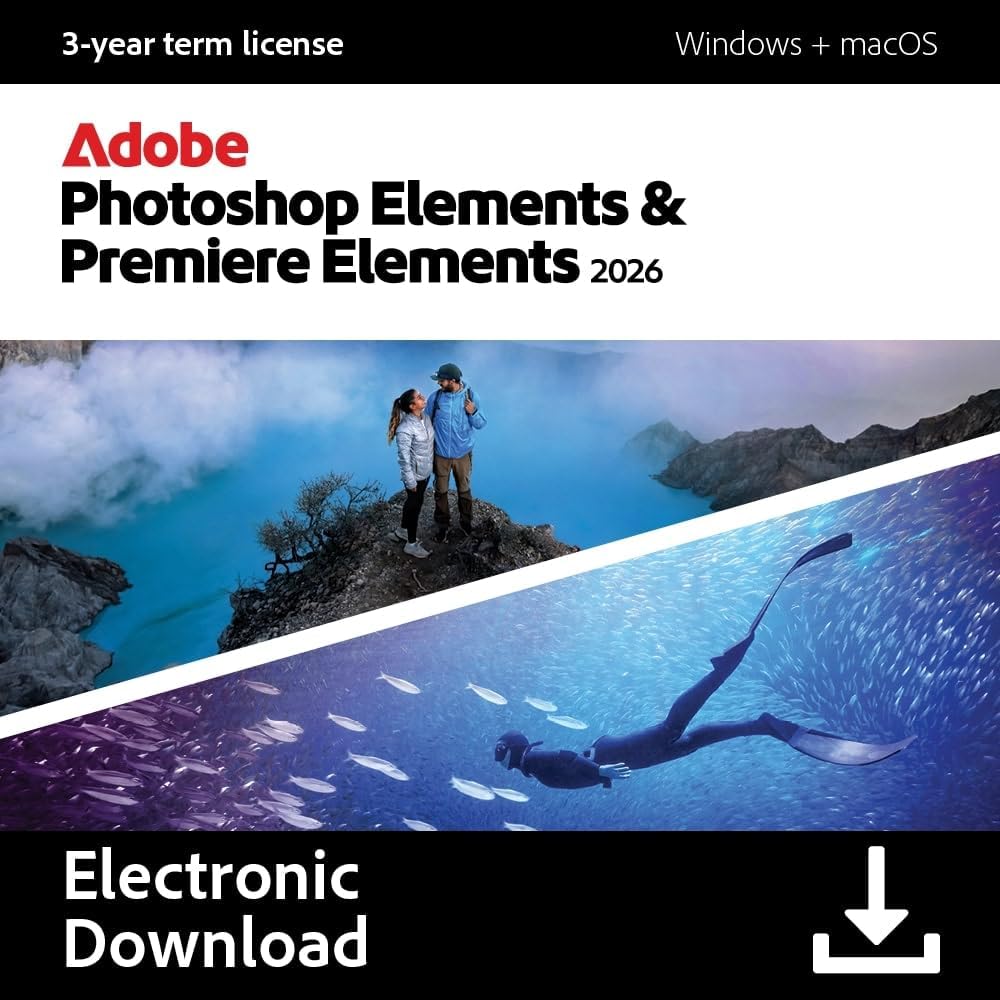 Photoshop Elements & Premiere Elements 2026 | All-in-One Photo & Video Editor | 3-Year License | Digital Download | PC & Mac